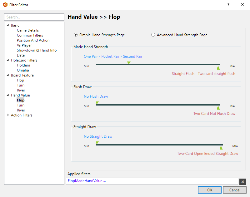 main filter editor in Holdem Manager 3