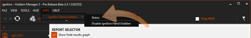 Ignition hand grabber status window